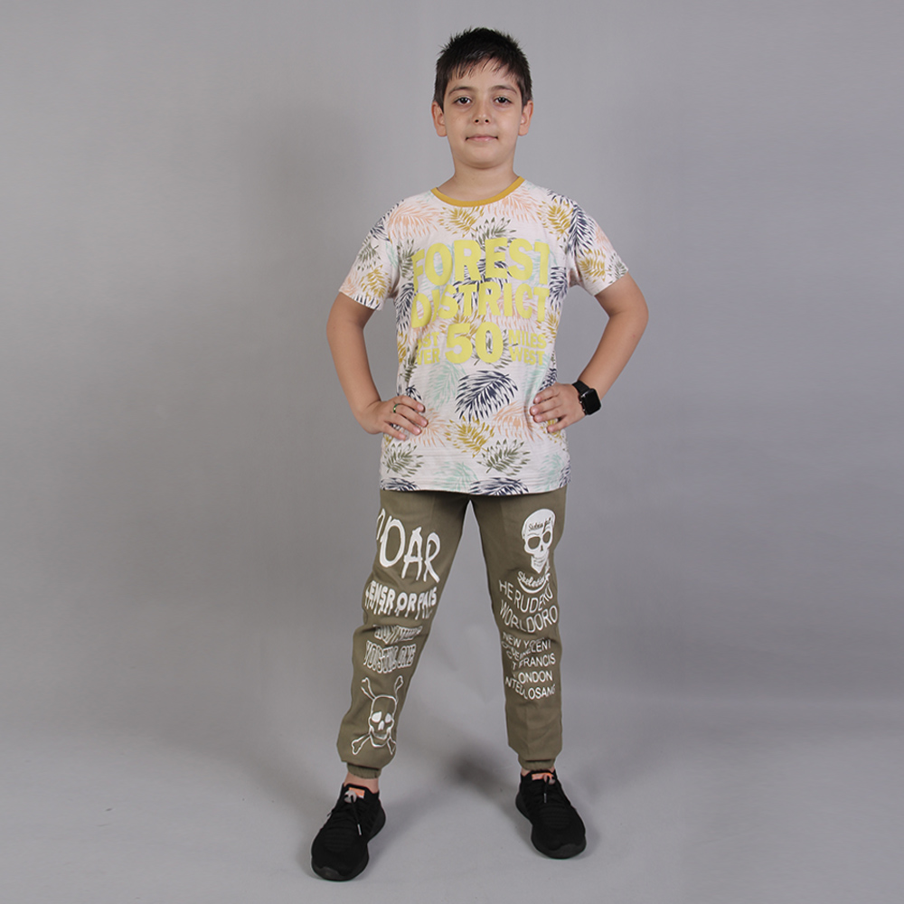 شلوار اسلش پسرانه طرح اسکلت سبز